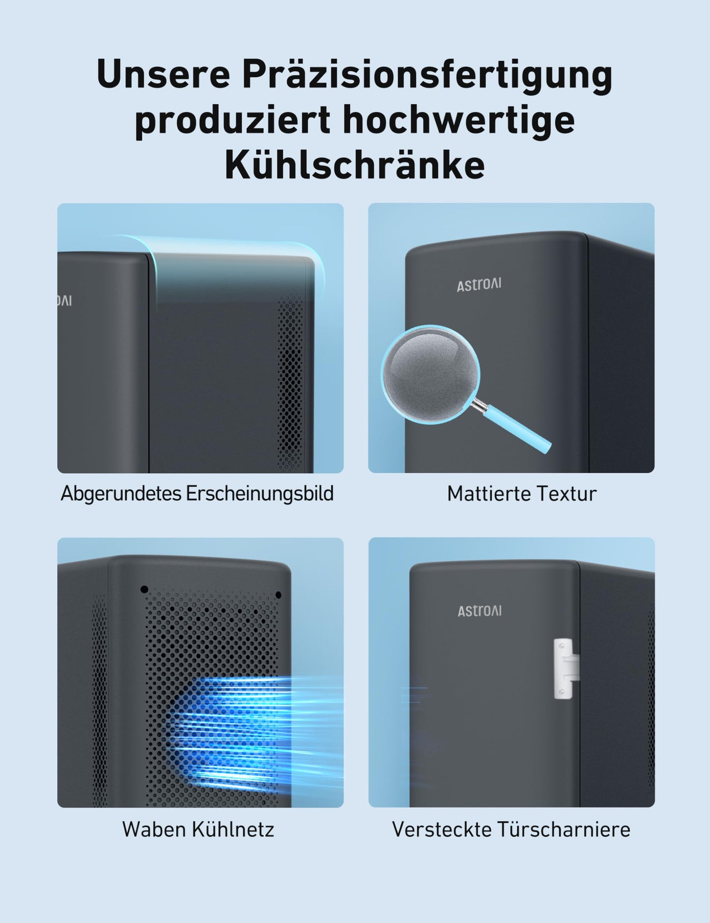 AstroAI Mini Kühlschrank 6L für 8 Dosen Schwarz