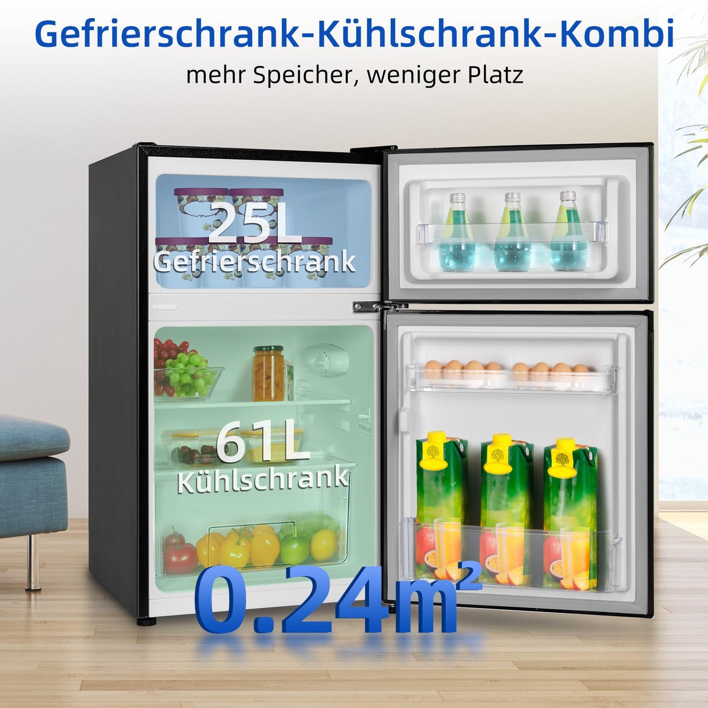 CHIQ Kühlschrank mit Gefrierfach 86 Liter