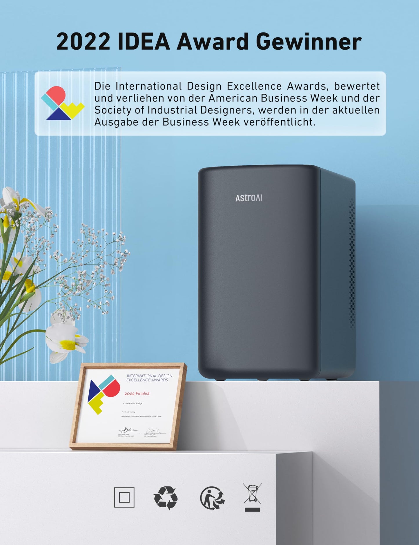 AstroAI Mini Kühlschrank 6L für 8 Dosen Schwarz