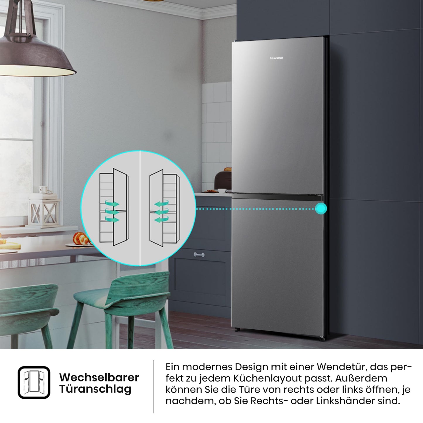 Hisense Kühl Gefrierkombination 256L Edelstahl Look